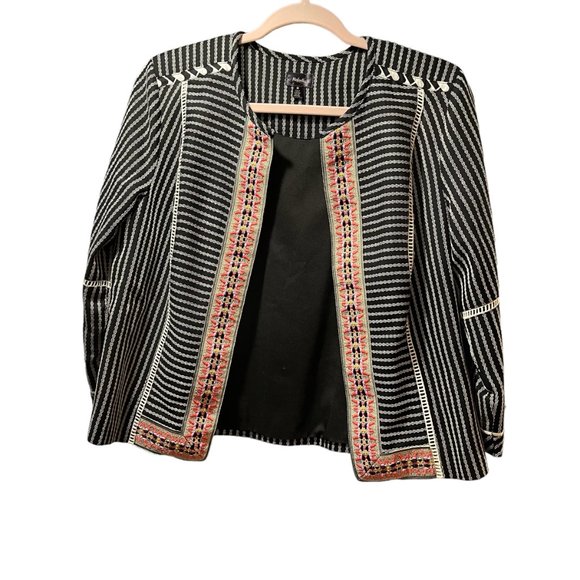 Rafaella Blazer Women Size Medium Mix Media Open Front Lightweight Preppy Causal - Picture 1 of 7